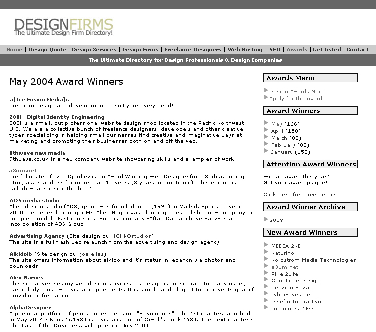 designfirms award/mention