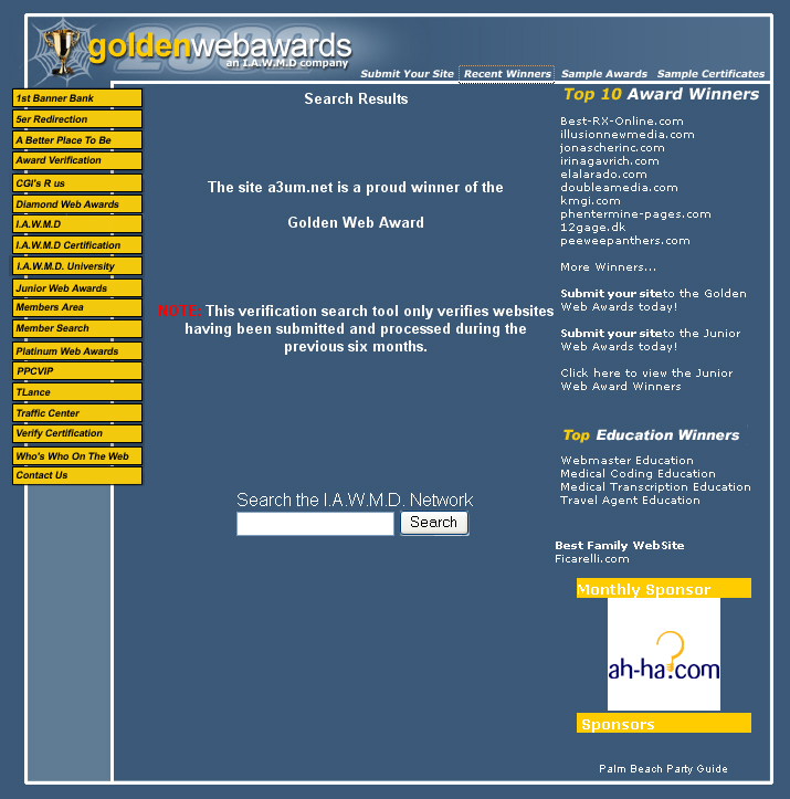 golden award/mention